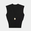 Félicie | Gilet en Tricot Détail Boutonné Col V