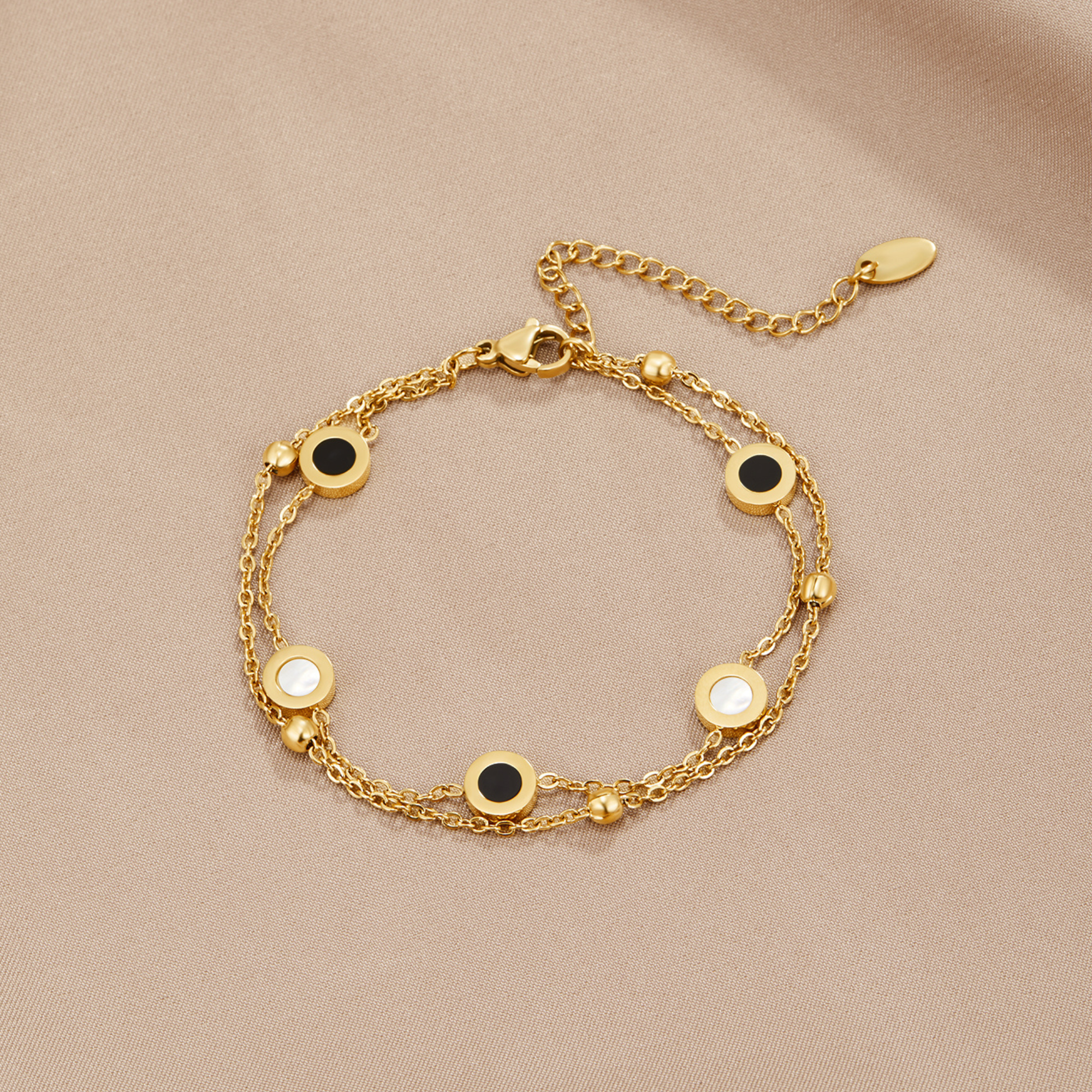 Victoire | Bracelet en Onyx et Pierre Blanche
