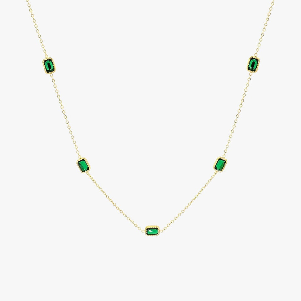 Apolline | Collier en chaîne dorée avec pierre verte