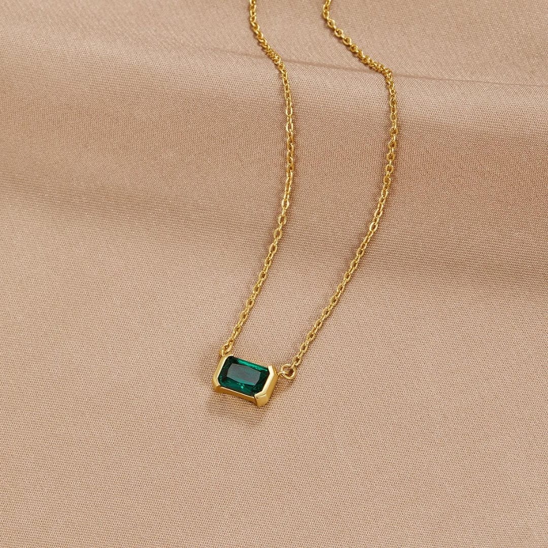 Fleur | Collier en Émeraude Verte Doré
