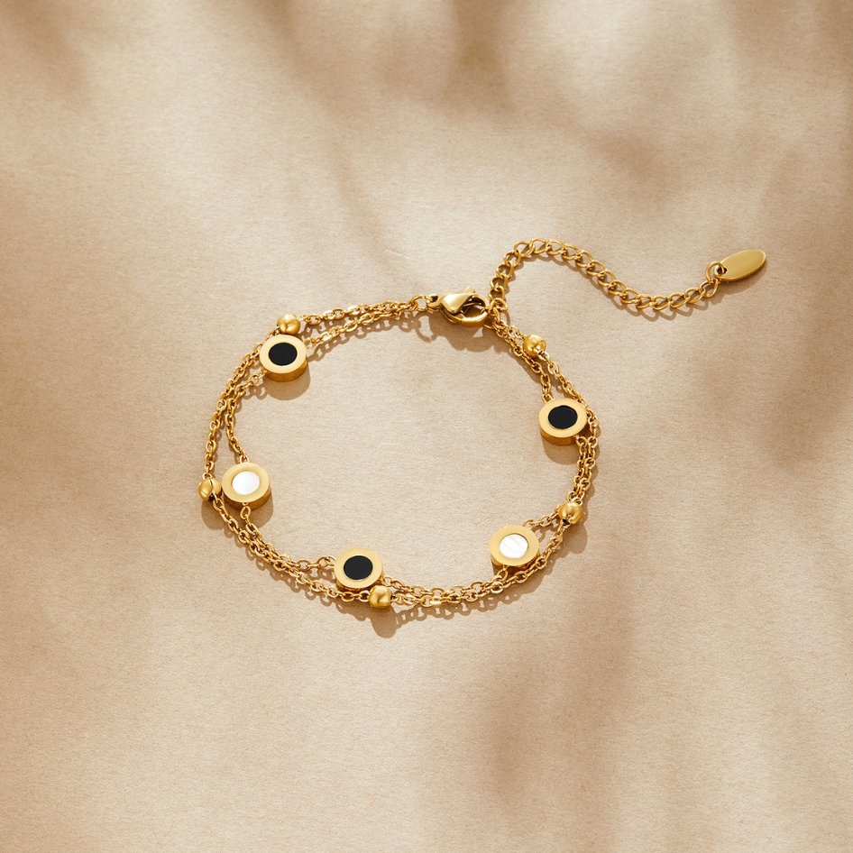 Victoire | Bracelet en Onyx et Pierre Blanche